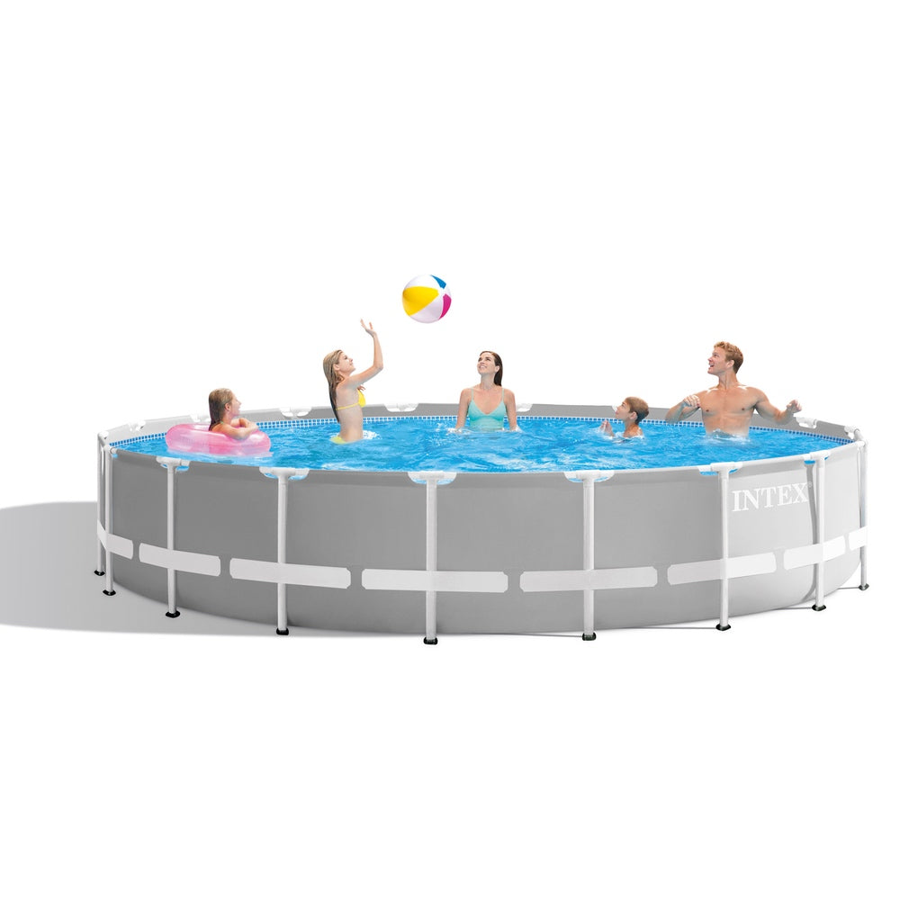 Piscina Estructural Redonda INTEX Prism Frame 5.49mx1.22m, 24.311L, con Bomba, Escalera, Cobertor y Tapiz