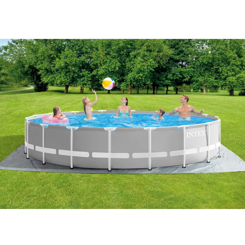 Piscina Estructural Redonda INTEX Prism Frame 5.49mx1.22m, 24.311L, con Bomba, Escalera, Cobertor y Tapiz