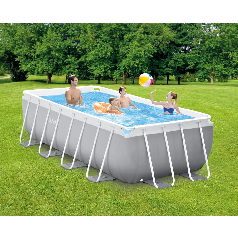 Piscina Estructural Rectangular INTEX Prism Frame, 4m x 2m x 1.22m, 8.418L, con Bomba y Escalera
