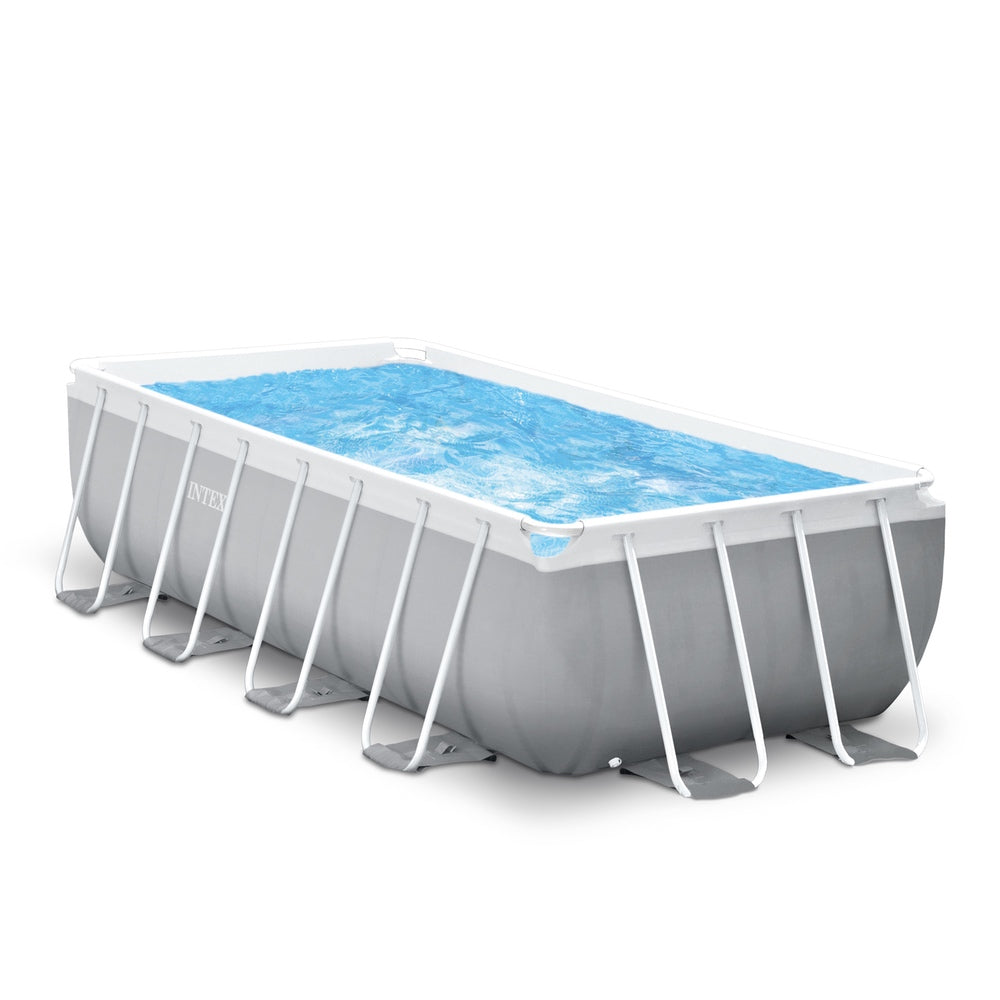 Piscina Estructural Prism Frame INTEX, 488 x 244 x 107 cm, 10.874L, con Bomba, Escalera, Cobertor y Tapiz