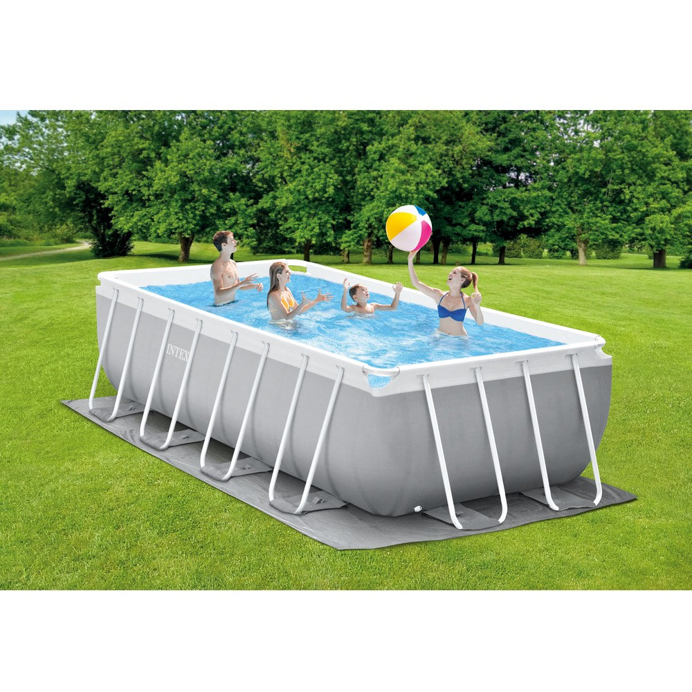 Piscina Estructural Prism Frame INTEX, 488 x 244 x 107 cm, 10.874L, con Bomba, Escalera, Cobertor y Tapiz