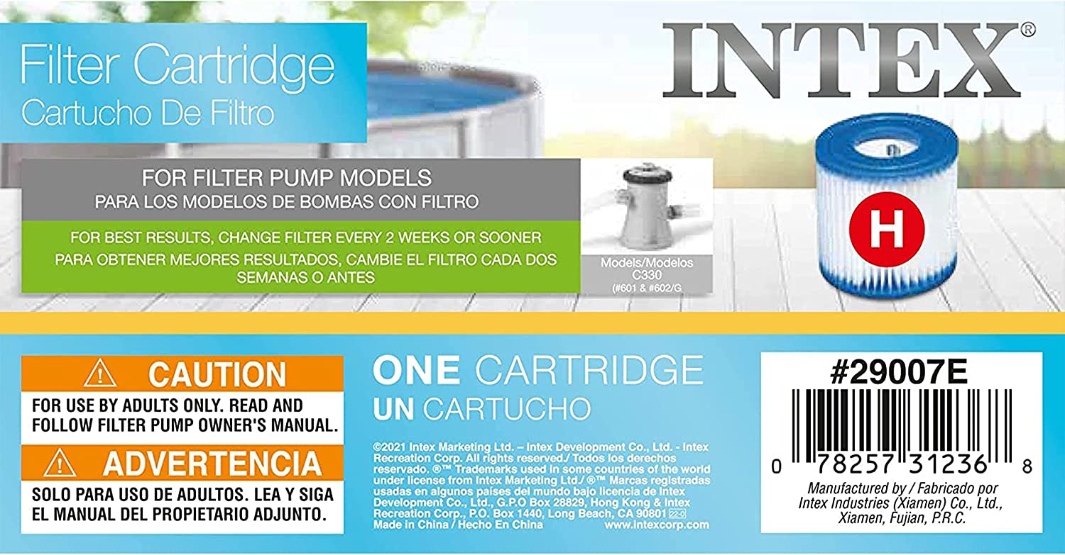 Repuesto Cartucho de Filtro INTEX Tipo H para Bomba Filtrante 28602