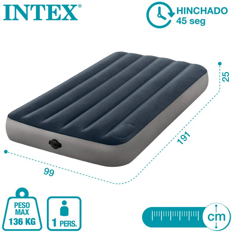Colchón Inflable Twin INTEX 1 Plaza con Batería 2 Tiempos Dura-Beam Standard