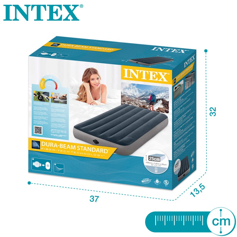 Colchón Inflable Twin INTEX 1 Plaza con Batería 2 Tiempos Dura-Beam Standard