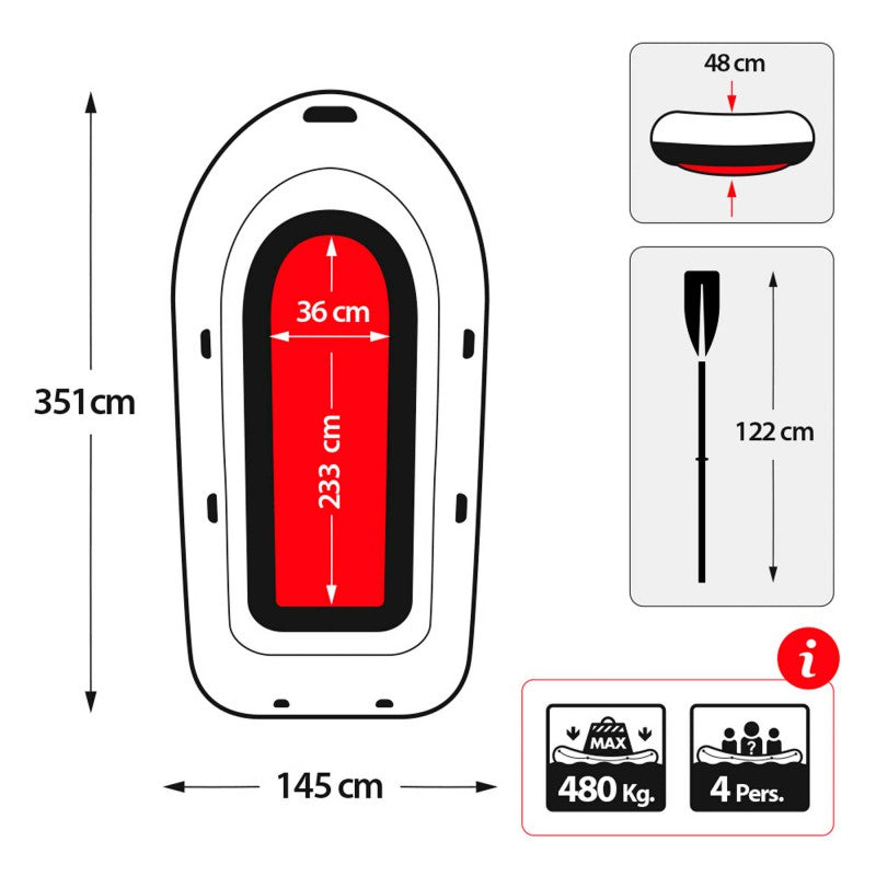 Bote Inflable Seahawk 4 INTEX Sport Series, 3.51m x 1.45m x 48cm