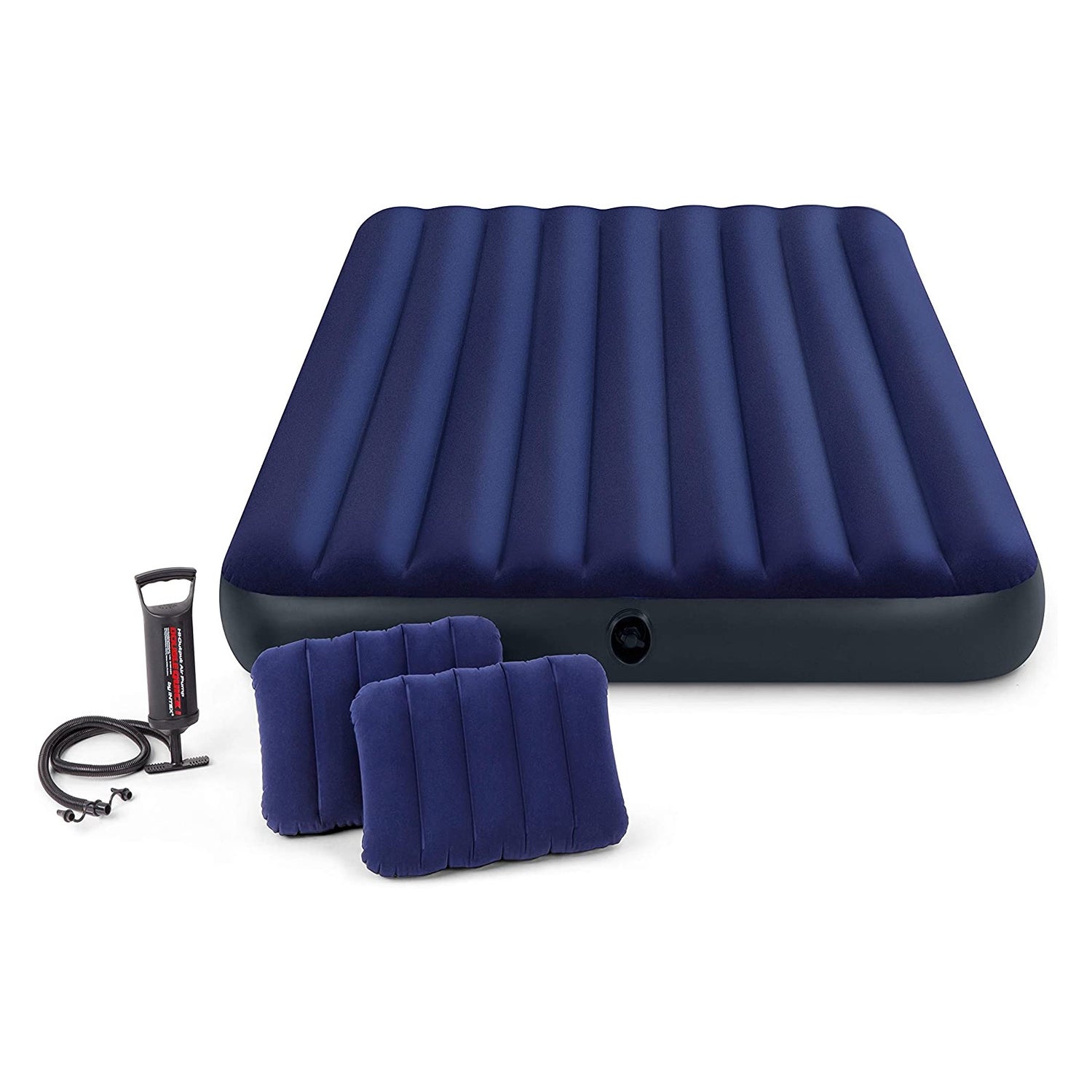 Colchón Inflable INTEX 2 Plazas Classic Downy con Inflador y 2 Almohadas 152x203x25 cm