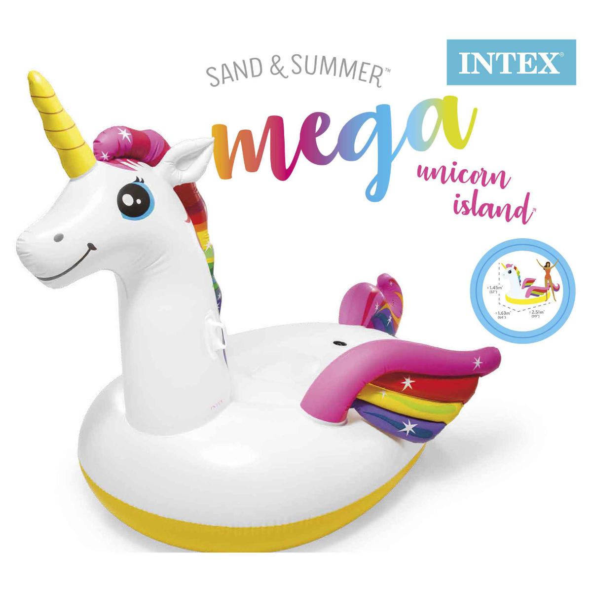 Flotador Inflable INTEX Mega Unicornio Island 163 x 251 x 145 cm