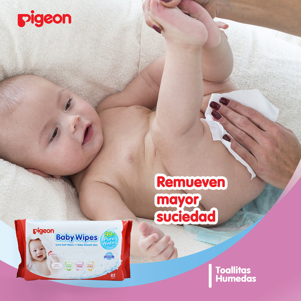 Toallitas Húmedas PIGEON Baby Wipes 99% Pure Water, 82 Un.