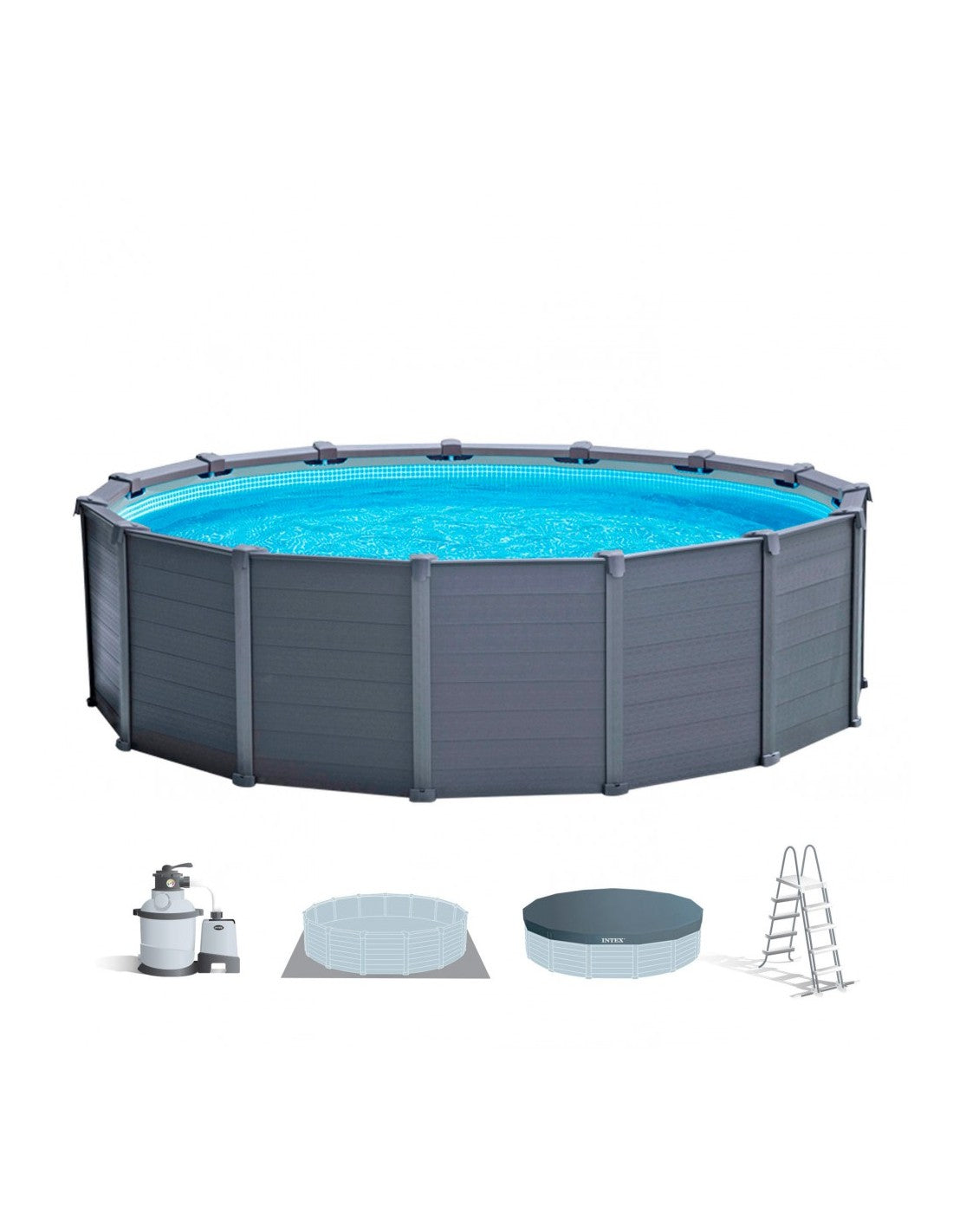Piscina Extructural INTEX Graphite Grey Panel 478 x 124 cm, 16.805L