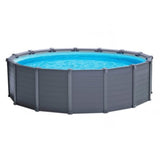 Piscina Estructural INTEX Graphite Grey Panel 478 x 124 cm, 16.805L, con Bomba de Arena, Escalera, Cobertor y Tapiz