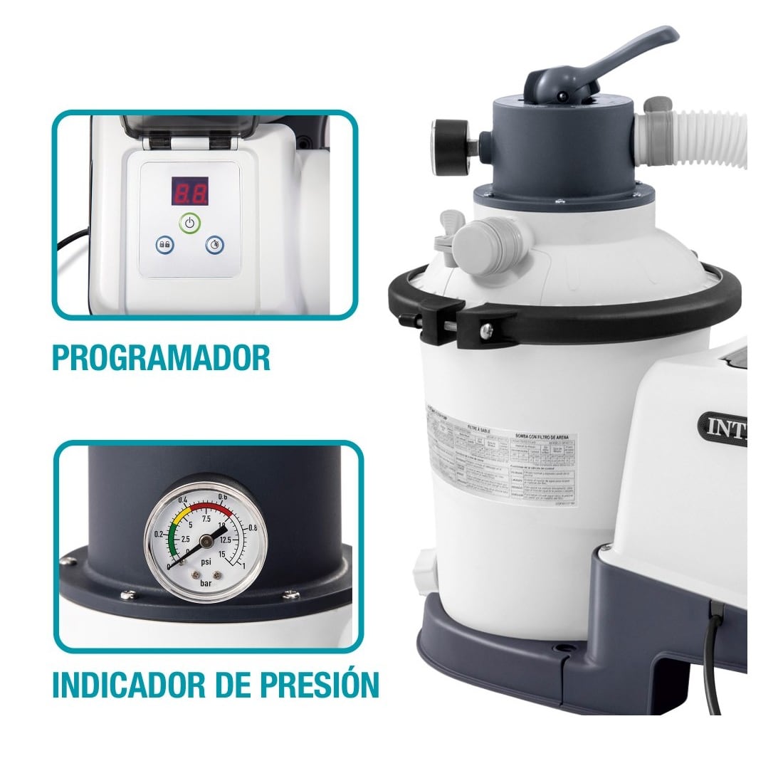 Filtro de Arena para Piscina INTEX 5.700 Litros/Hora 0.25HP SX1500