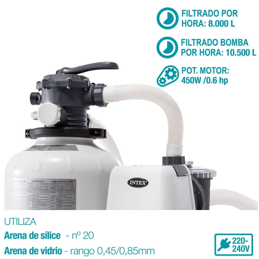 Filtro de Arena para Piscina INTEX 10.500 l/h 0.6HP SX2800