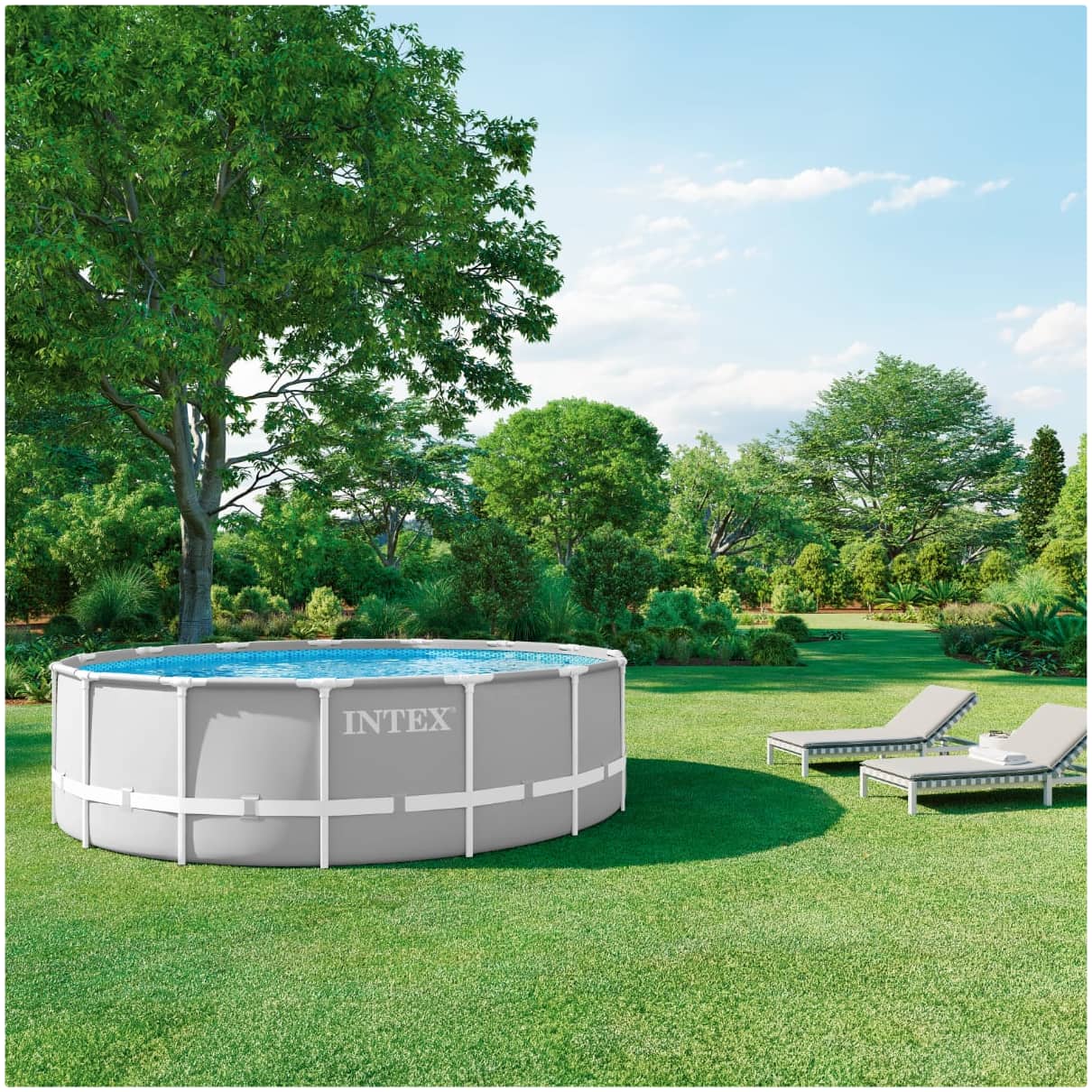 Piscina Estructural Redonda INTEX Prism Frame 457m x 122m, 16.805L, con Bomba, Escalera y Cobertor
