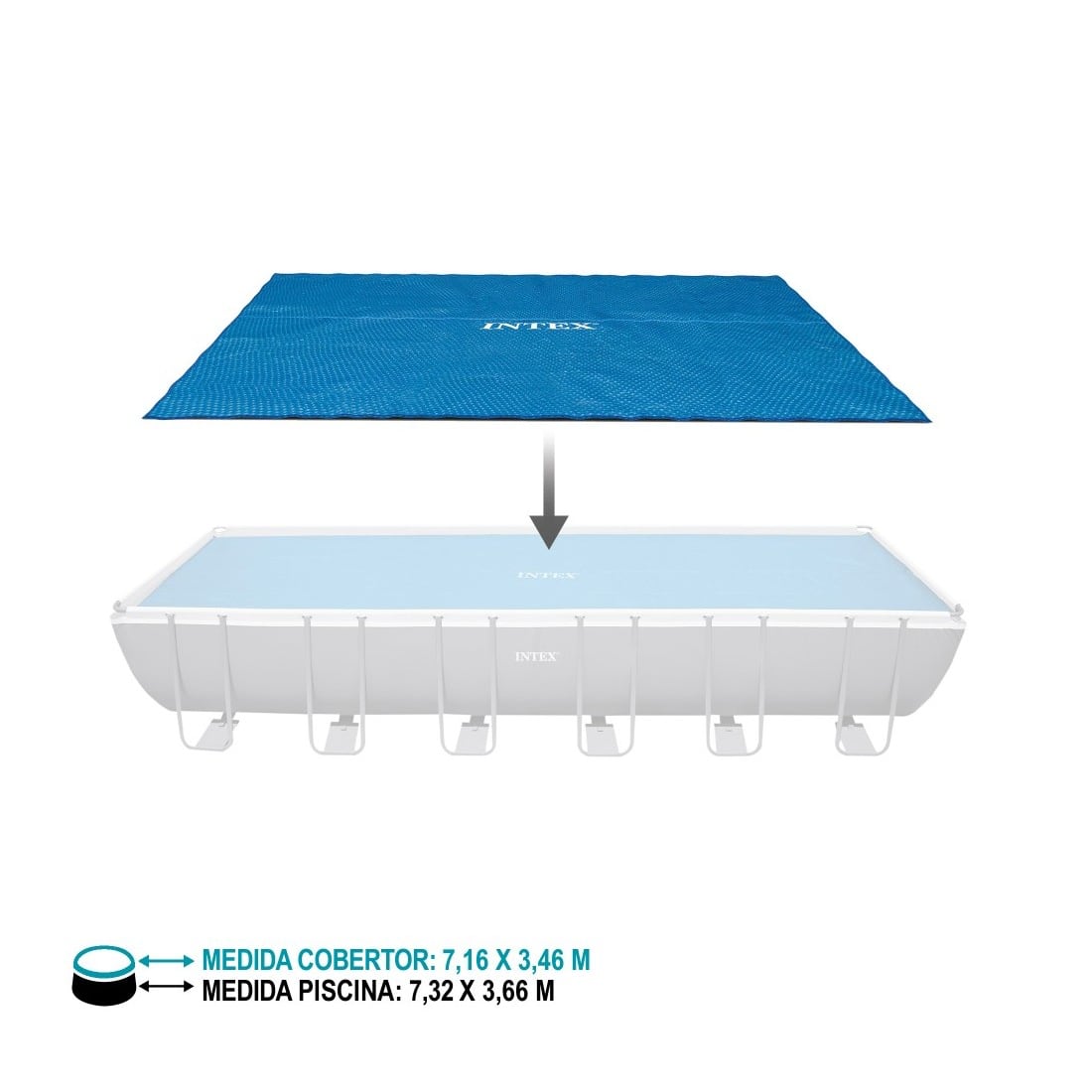 Cobertor Solar Piscina INTEX 7.32 x 3.66m