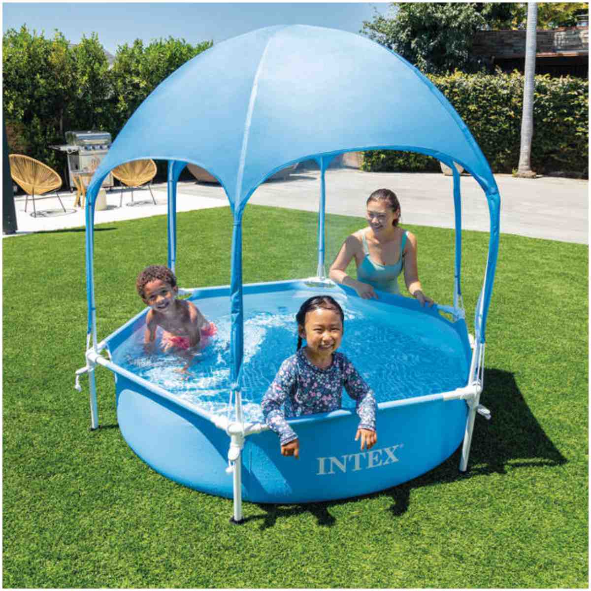 Piscina Estructural con Techo y Protección UV INTEX Metal Frame 183 x 38 cm