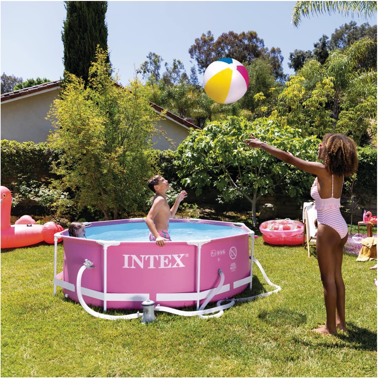 Piscina Estructural Redonda INTEX Metal Frame 244x76 cm 2.843L Rosada