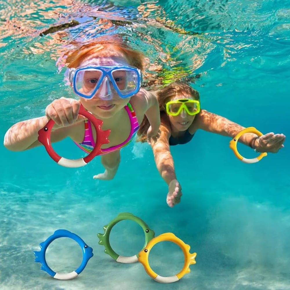 Juego De Piscina 4 Anillos de Pez Bajo el Agua Fish Rings