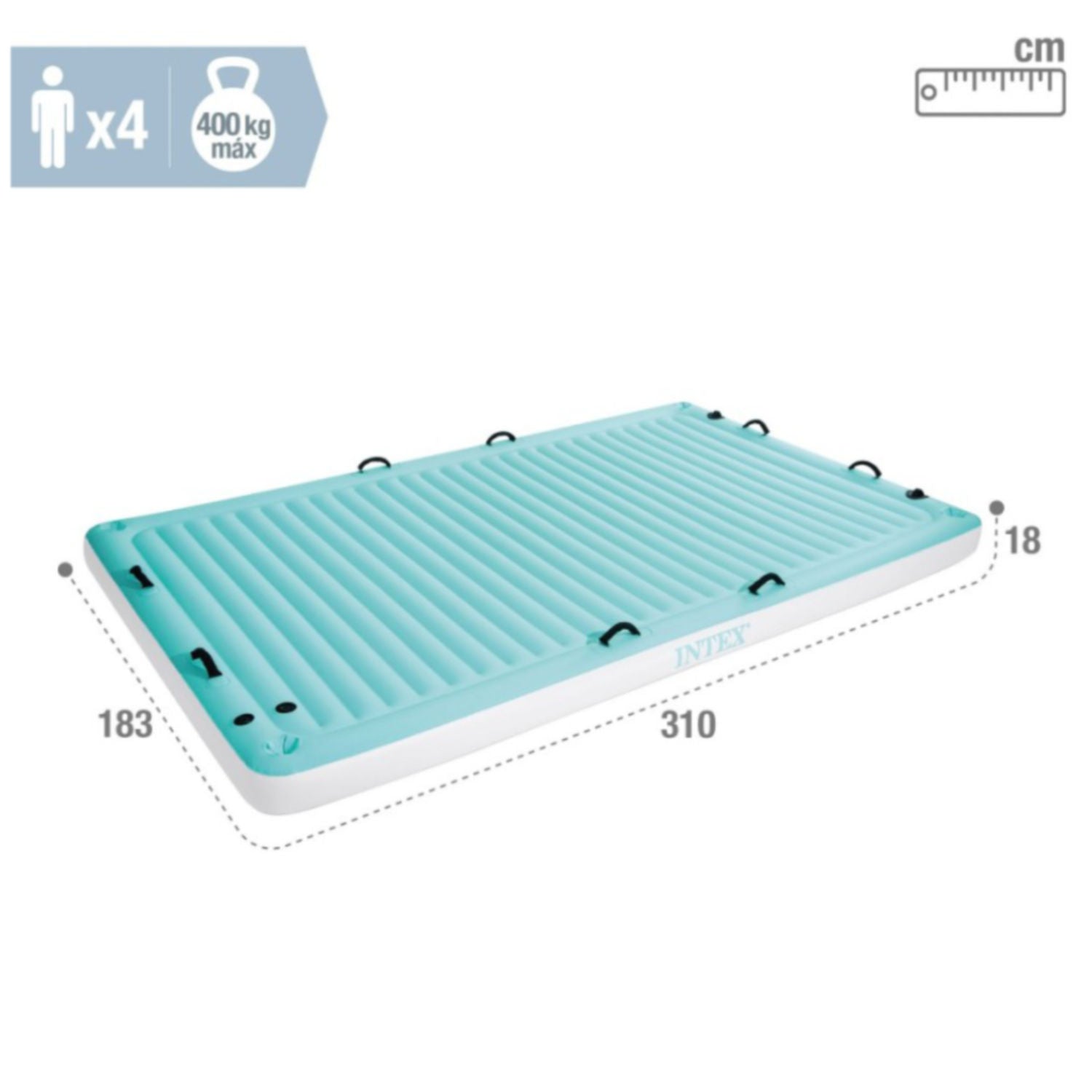 Isla Colchoneta Gigante INTEX para 4 Personas 310 x 183 x 18 cm