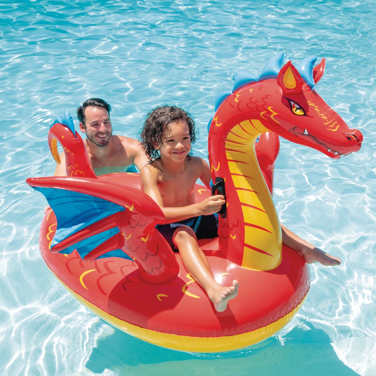 Flotador Inflable Dragón Montable con Asas INTEX 198 x 173 cm