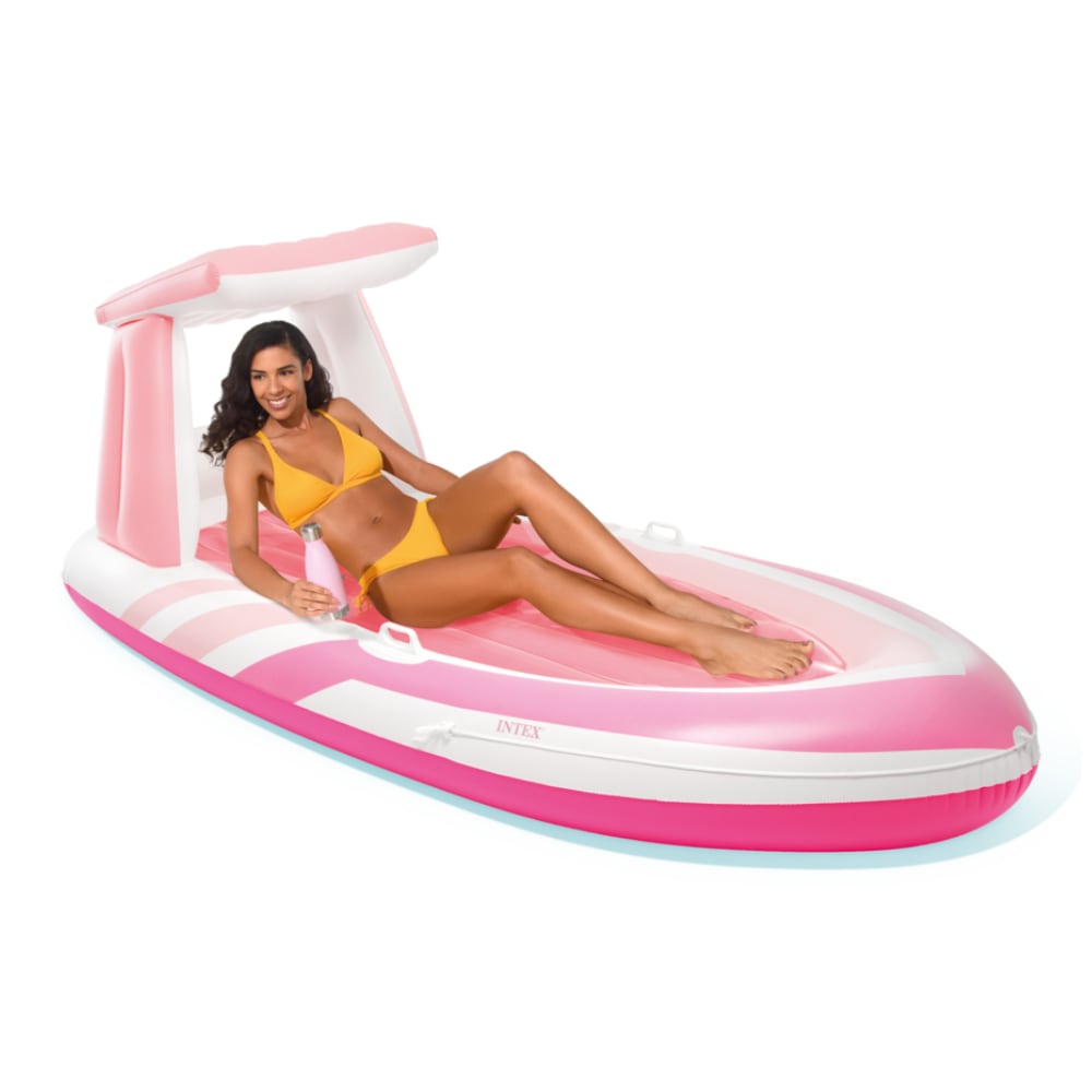 Colchoneta Inflable Pink Paradise con Techo y Portabebidas