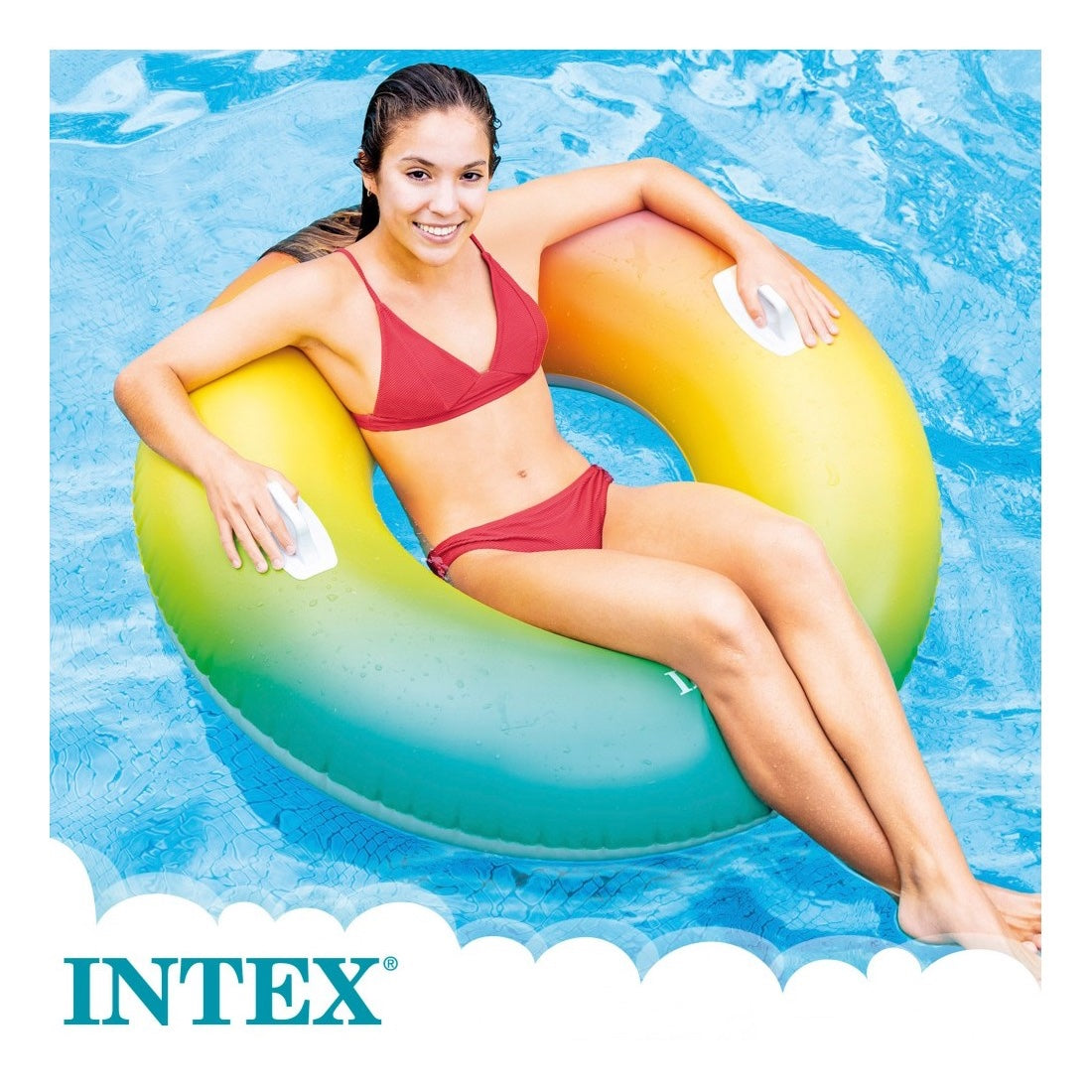 Flotador Anillo Inflable INTEX Rueda Gigante Rainbow 122 cm
