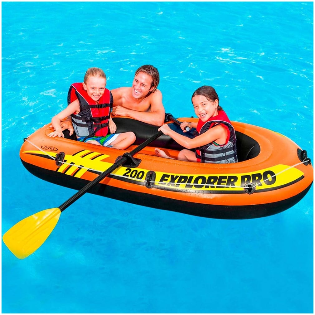 Bote Inflable INTEX Explorer Pro 200 Remos + Inflador 196 x 102 x 33 cm