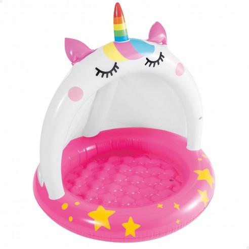 Piscina Infantil INTEX Gato Unicornio con Parasol para Niños 1- 3 Años