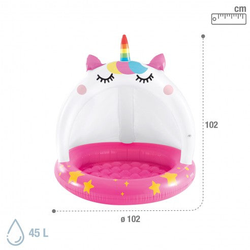 Piscina Infantil INTEX Gato Unicornio con Parasol para Niños 1- 3 Años