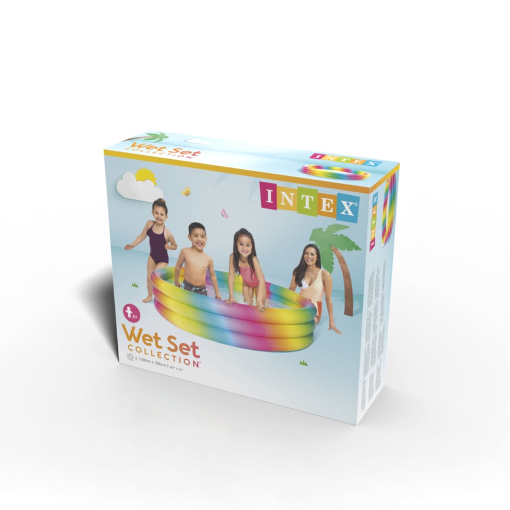 Piscina Infantil Inflable INTEX 3 Anillos Arcoíris 147 x 33 cm, 275L