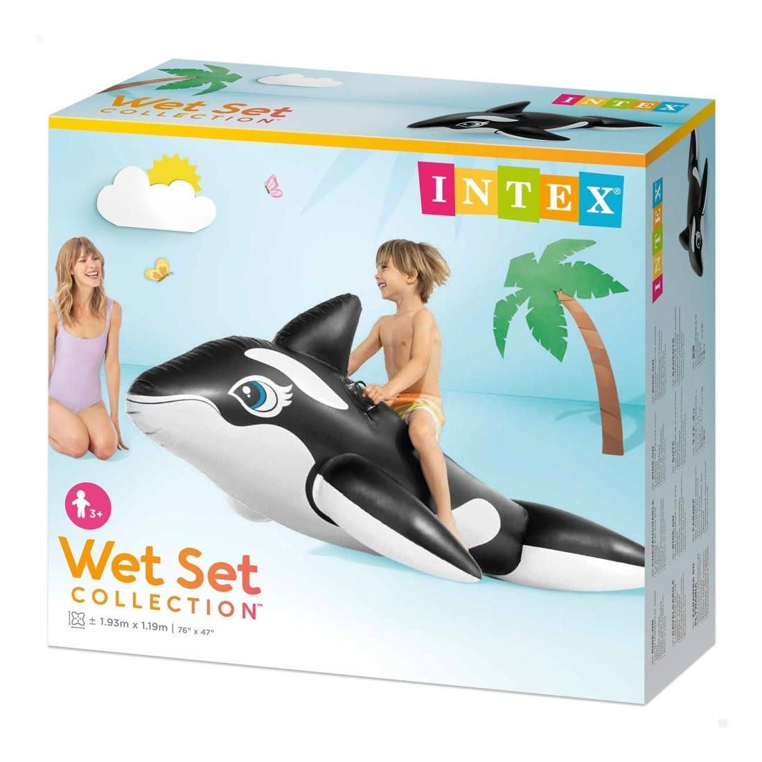 Flotador Inflable Montable INTEX Ballena Orca con 2 Asas 193 x 119 cm