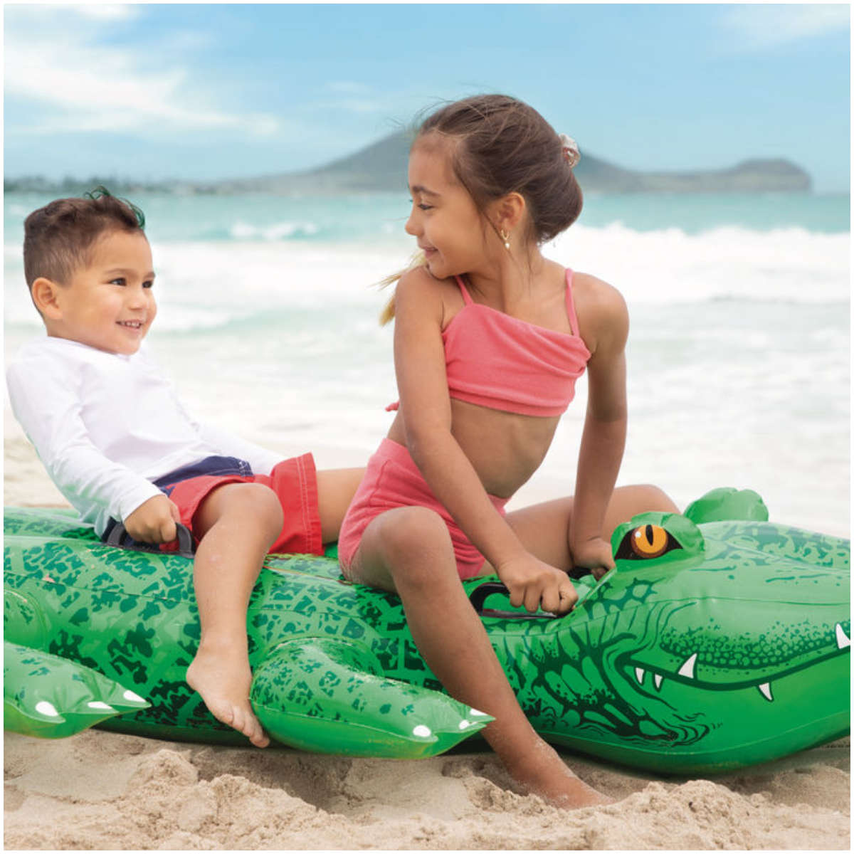 Flotador Inflable Montable INTEX Cocodrilo con 4 Asas, 203 X 114 Cm