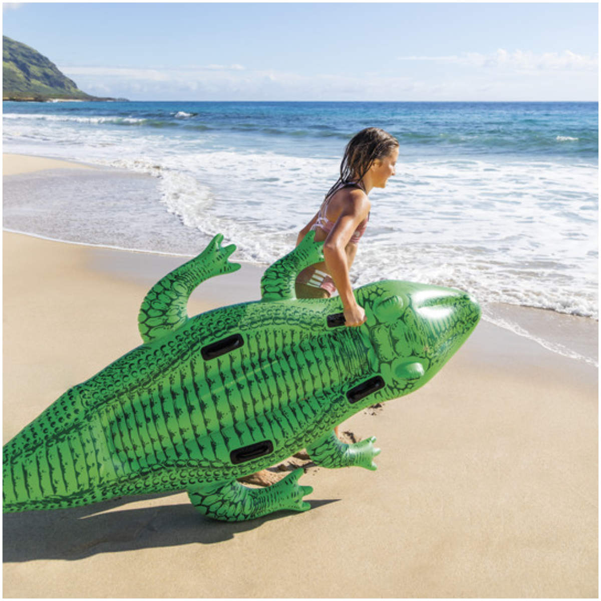 Flotador Inflable Montable INTEX Cocodrilo con 4 Asas, 203 X 114 Cm