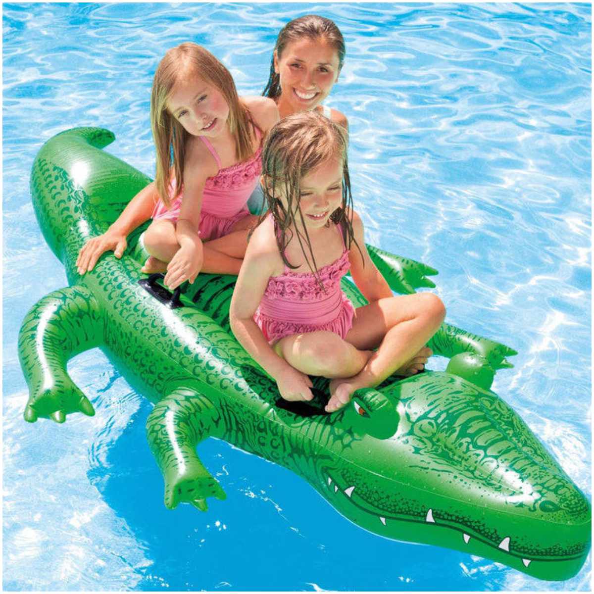 Flotador Inflable Montable INTEX Cocodrilo con 4 Asas, 203 X 114 Cm