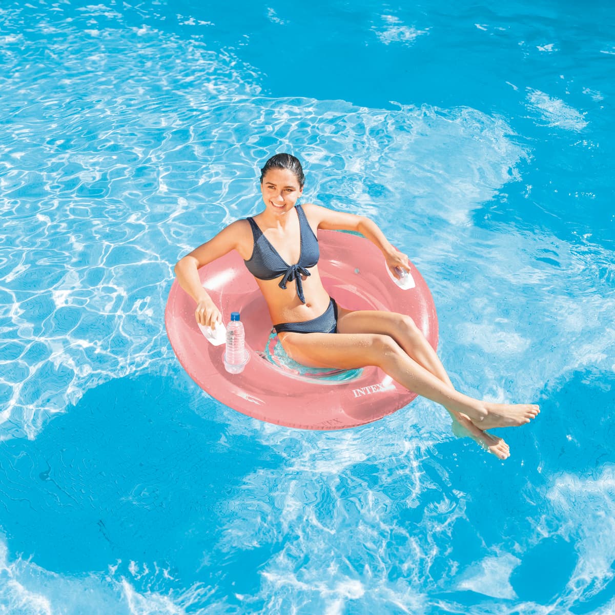 Flotador Sillón Inflable INTEX Sit'N Float Transparente 119cm, Colores Surtidos