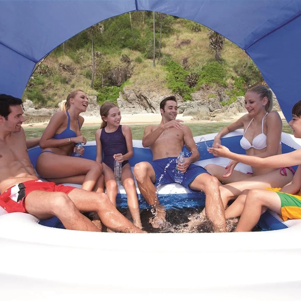 Flotador Isla Inflable con Techo y Cooler BESTWAY 6 Personas 3.73m