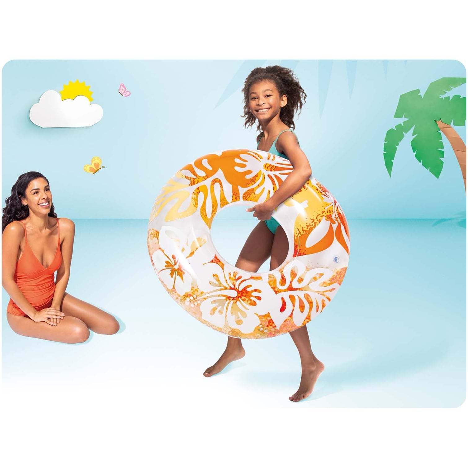 Flotador Inflable Anillo Tropical INTEX 91 cm, Colores Surtidos