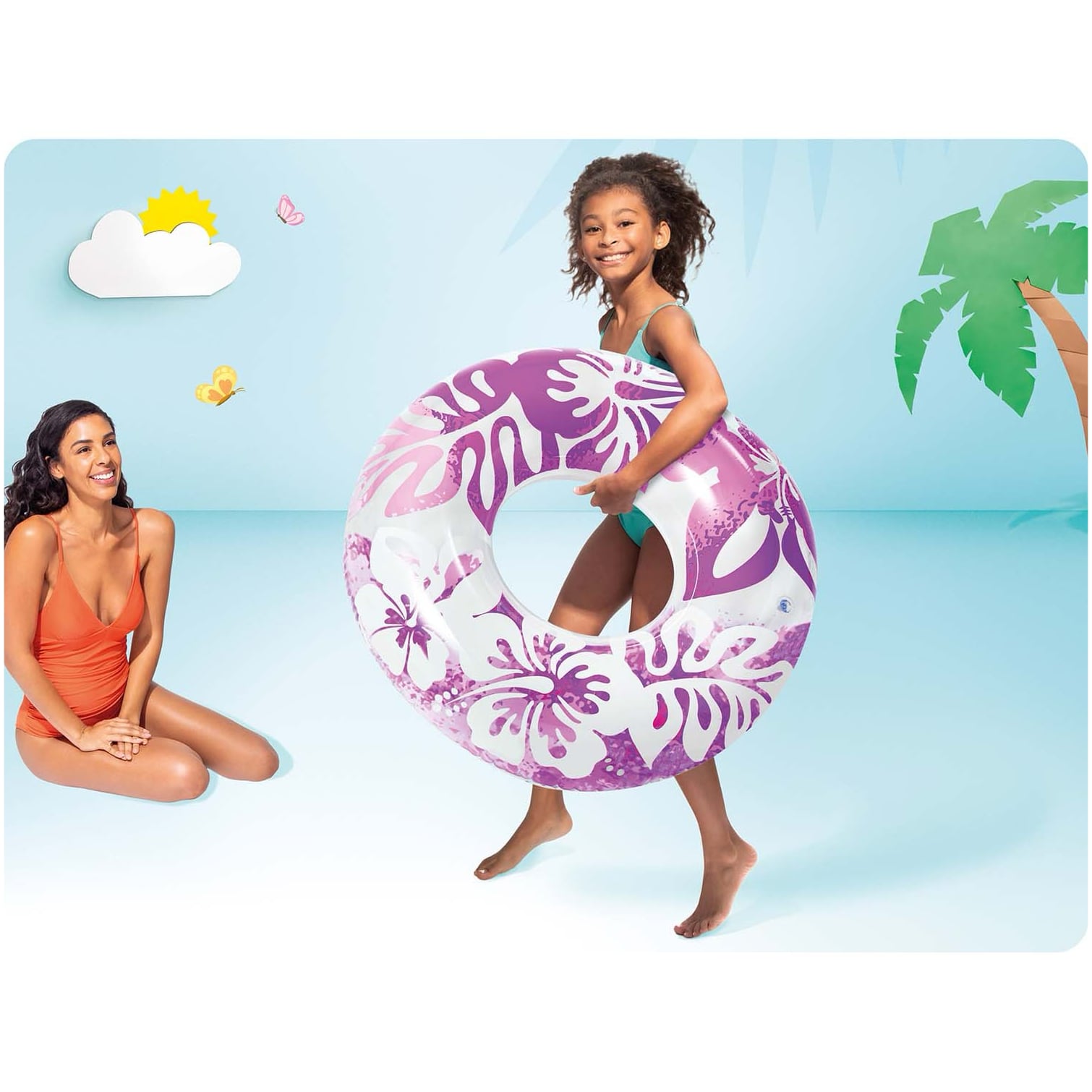 Flotador Inflable Anillo Tropical INTEX 91 cm, Colores Surtidos