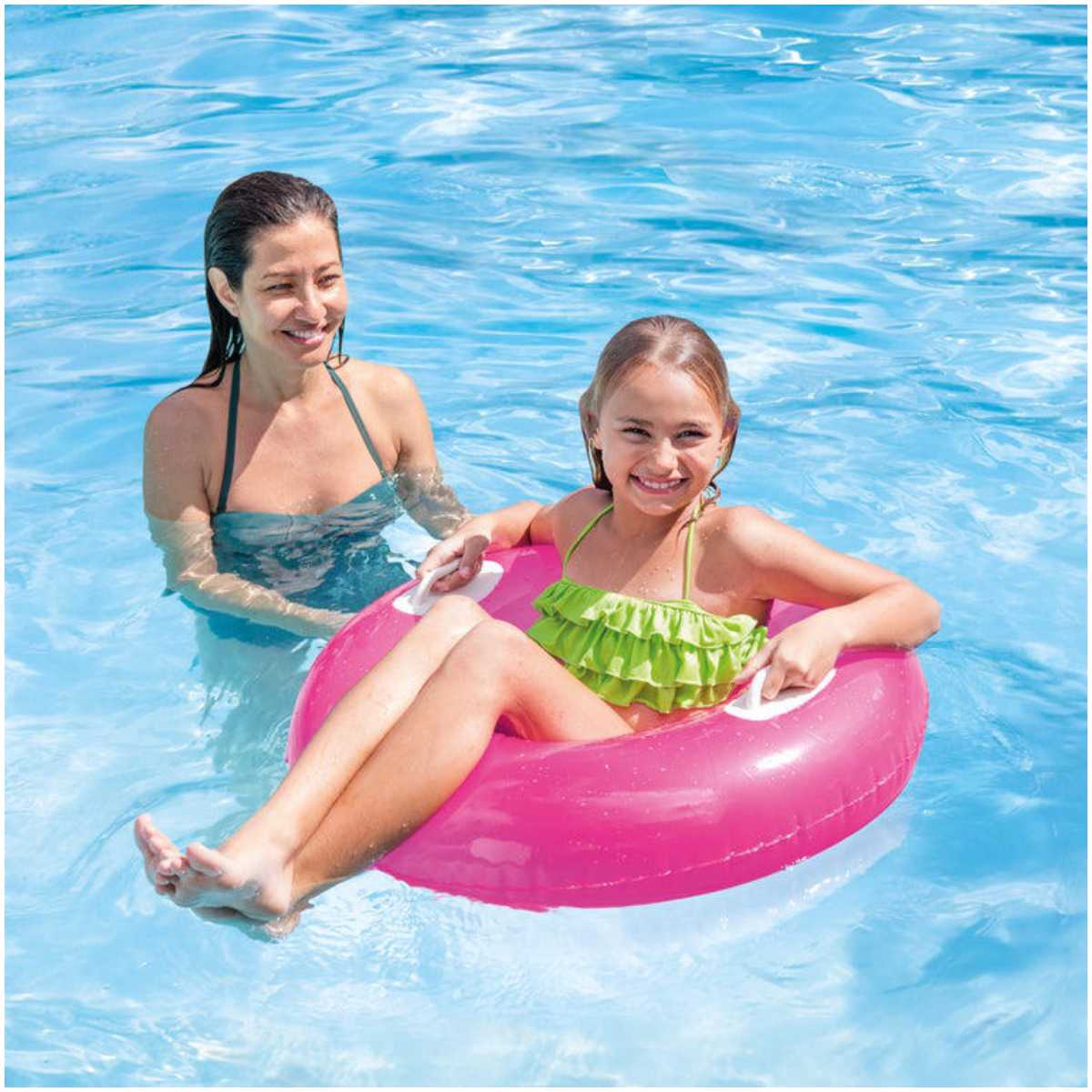 Flotador Inflable Anillo con Asas INTEX Colores Neón, 76cm