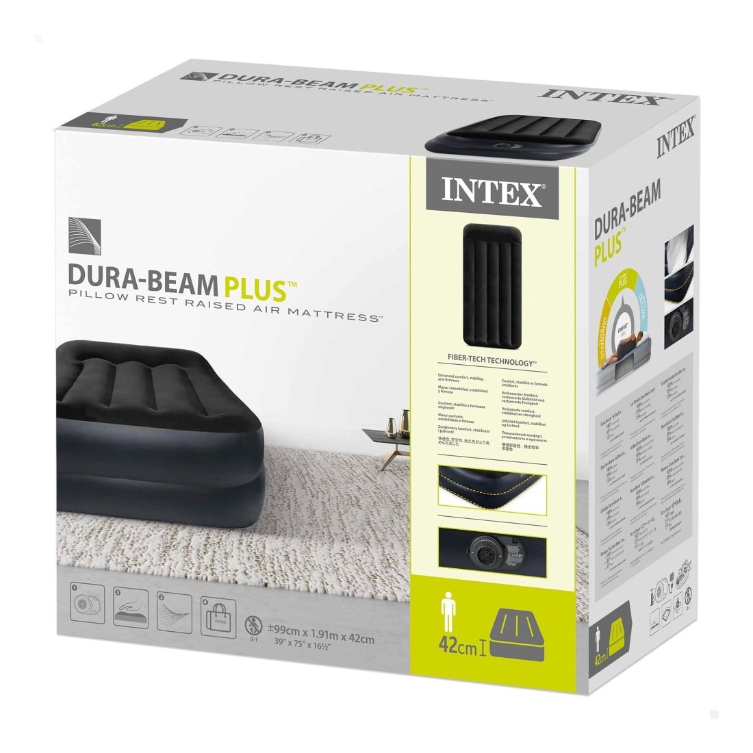 Colchón Inflable Eléctrico INTEX 1.5 Plaza Pillow Rest Dura-Beam 99x191x42 cm