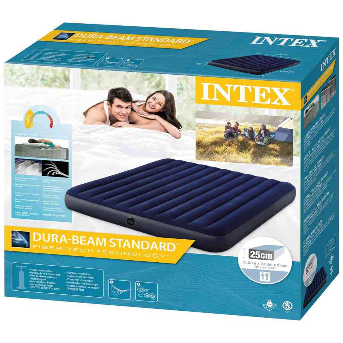 Colchón Inflable INTEX 2 Plazas King 183x203x25 cm Classic Downy