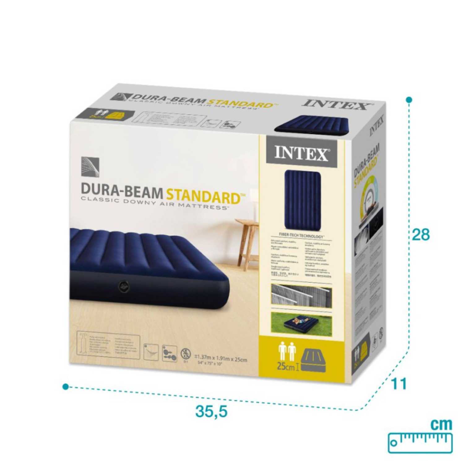 Colchón Inflable INTEX 2 Plazas Classic Downy 137x191x25 cm