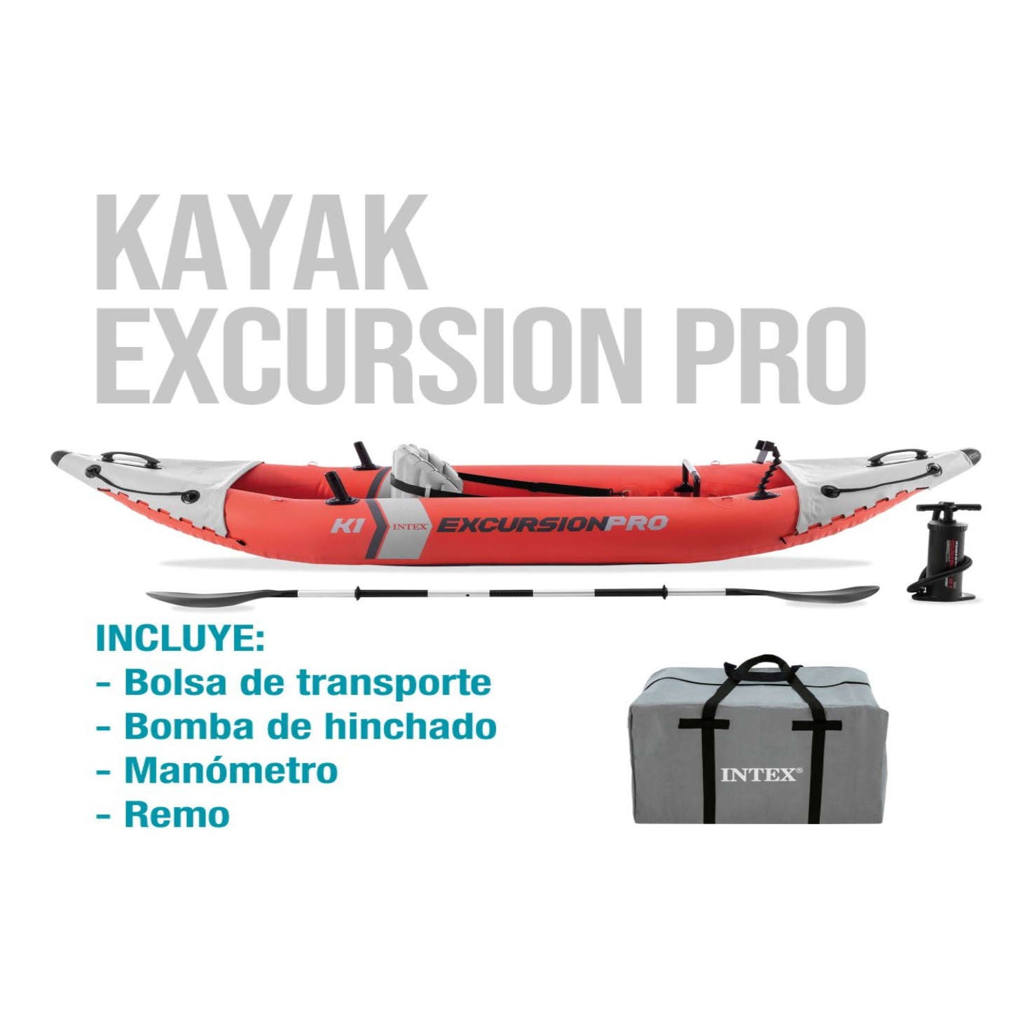 Kayak Inflable Individual INTEX Excursion Pro K1 para 1 Persona