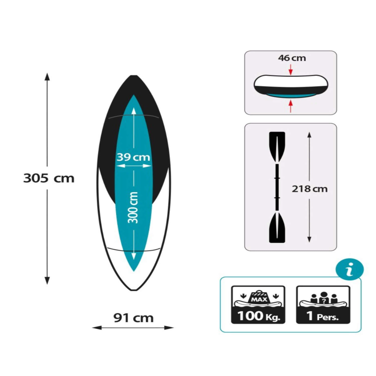 Kayak Inflable Individual INTEX Excursion Pro K1 para 1 Persona