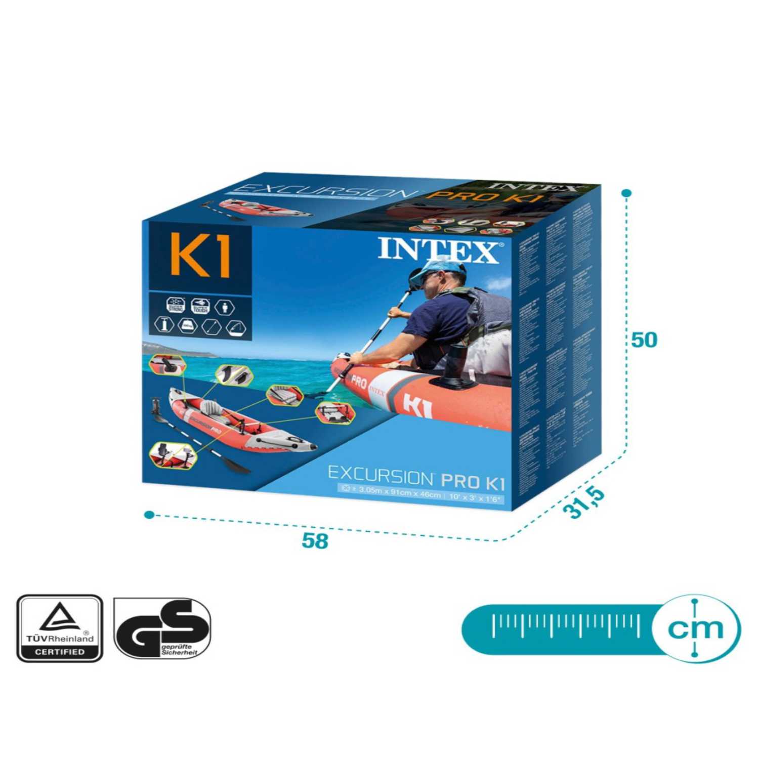 Kayak Inflable Individual INTEX Excursion Pro K1 para 1 Persona