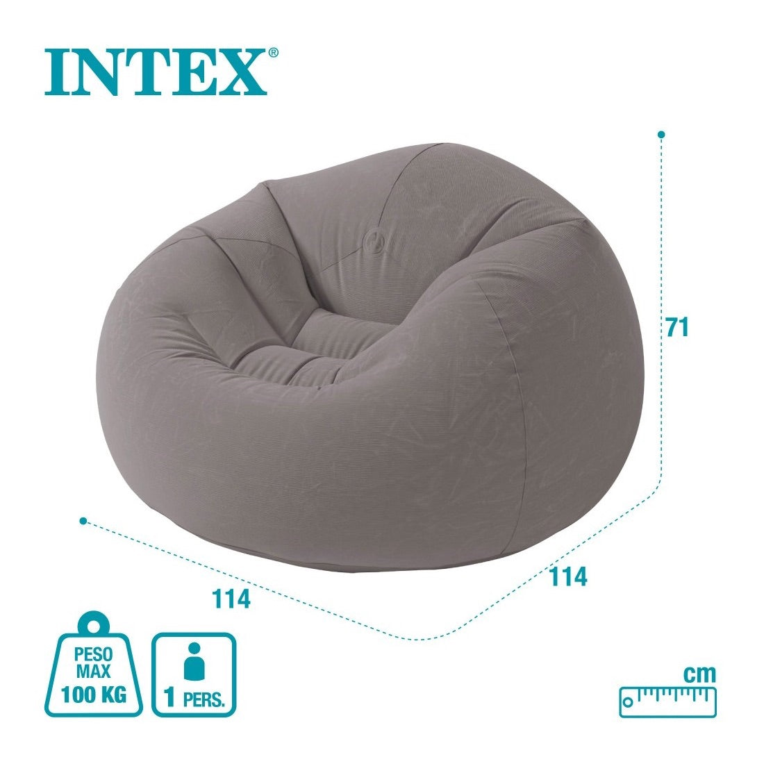 Sillón Inflable Tipo Puff INTEX Beanless Bag