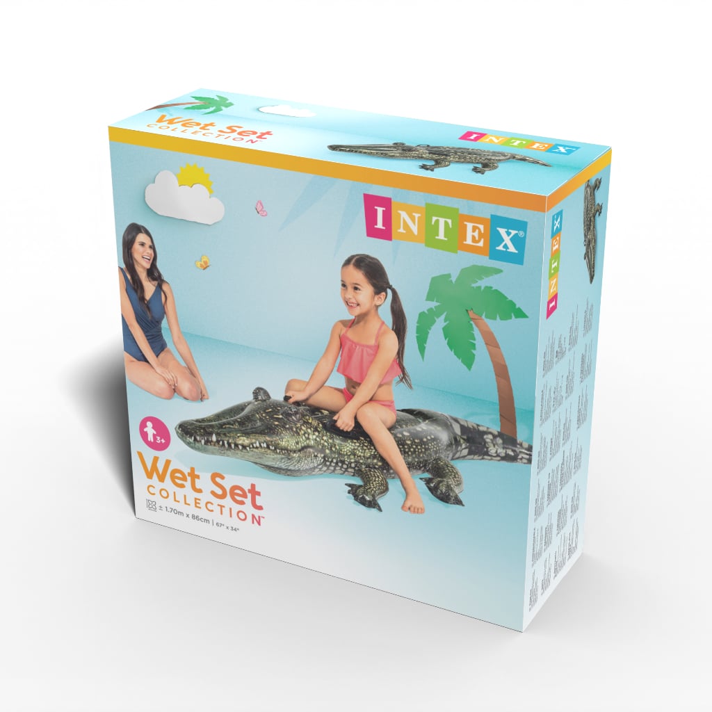 Flotador Inflable INTEX Cocodrilo Efecto Realista + 2 Asas 170x86 cm