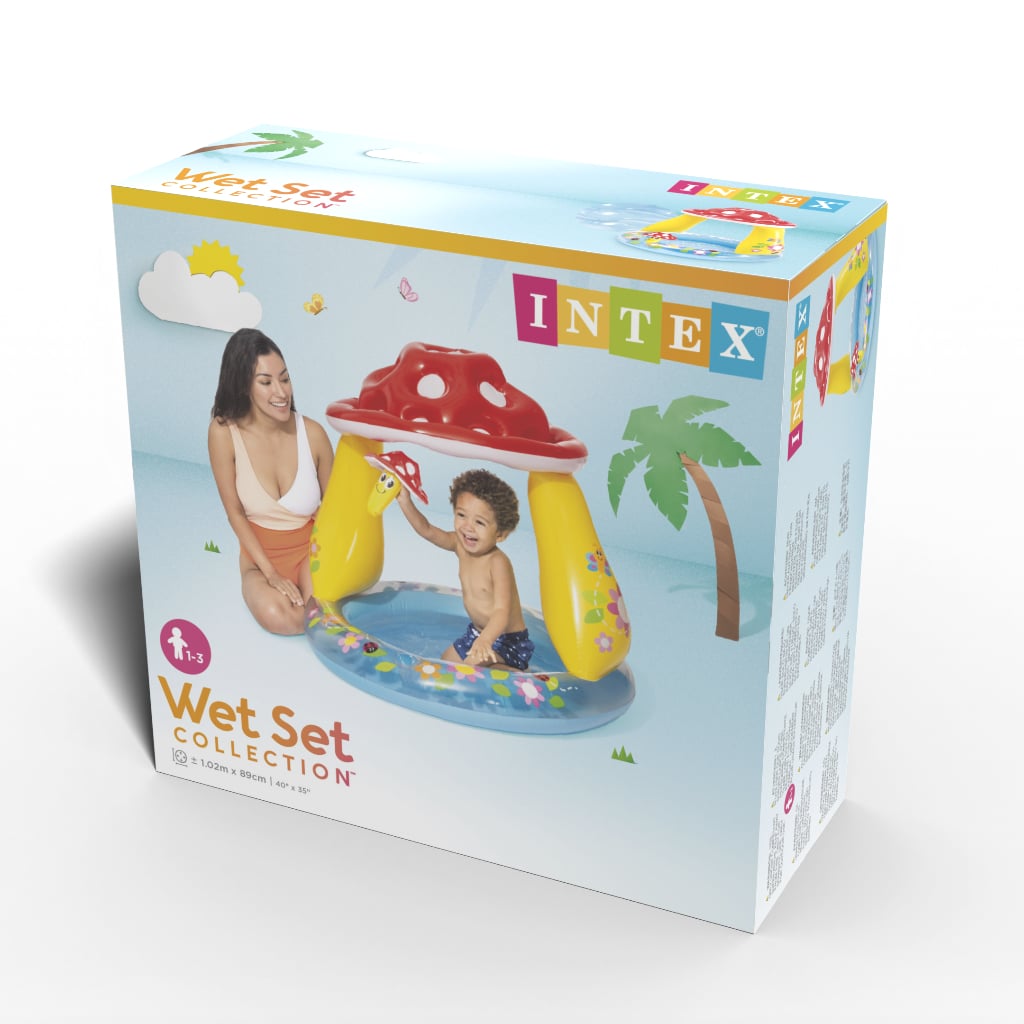 Piscina Bebé Hinchable 100 Cm Con Parasol - PVC Reforzado, 60 Litros, Para Niños 1-3 Años, Incluye Kit Reparación