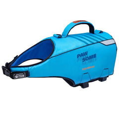 Chaleco salvavidas para perro Aquatone Pawsome celeste con manilla para levantar al perro