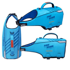 Chaleco salvavidas para perro Aquatone Pawsome visto por arriba y de costado
