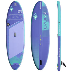 SUP inflable Aquatone Wave 10’0 lila, cubierta y fondo de la tabla